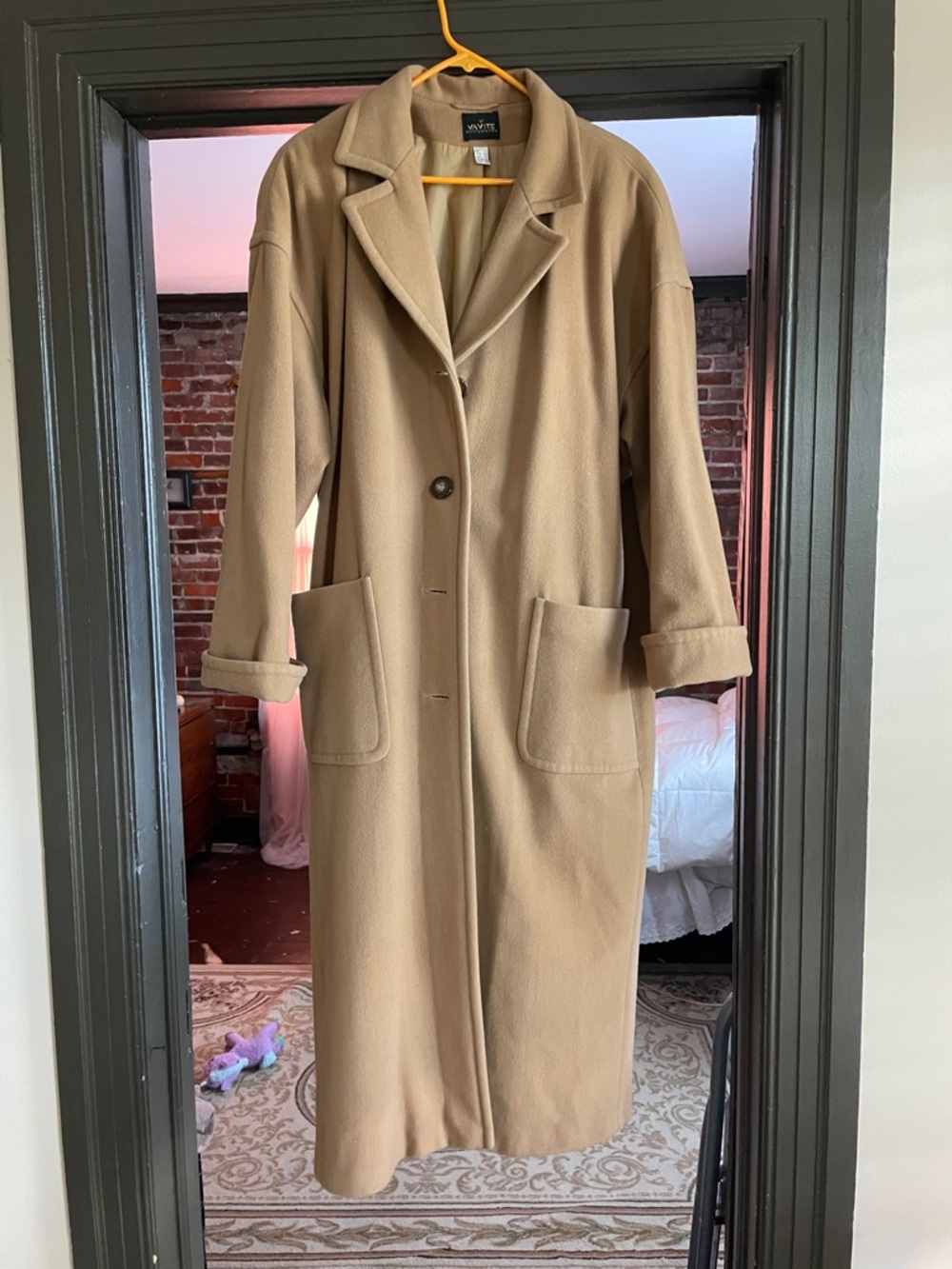 Vintage Long Camel Wool cashmere tan coat